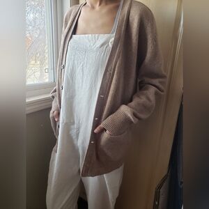 Women's 100% Wool Cardigan Cozy Brown Women's Sweater